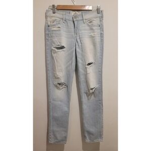 Hollister Jeans Women's Size 0 29x33 Blue Striped American‎ Preppy Stretch Denim